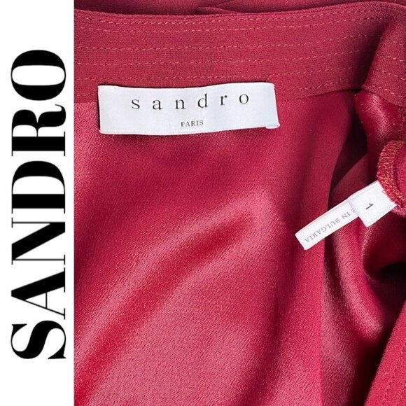 SANDRO PARIS Leila Bordeaux Long Sleeve Mini Sheath Dress, Size 1 (Small) - Picture 6 of 9